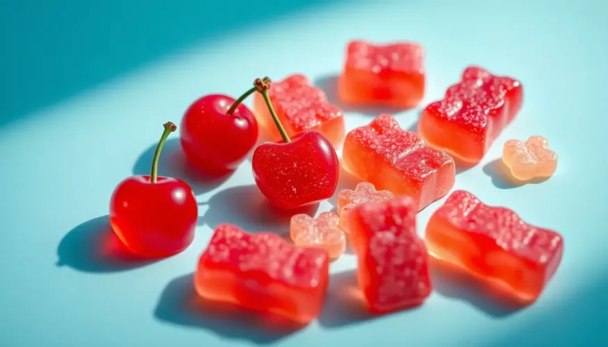 Pink cubes stacked on a gradient background of warm colors.